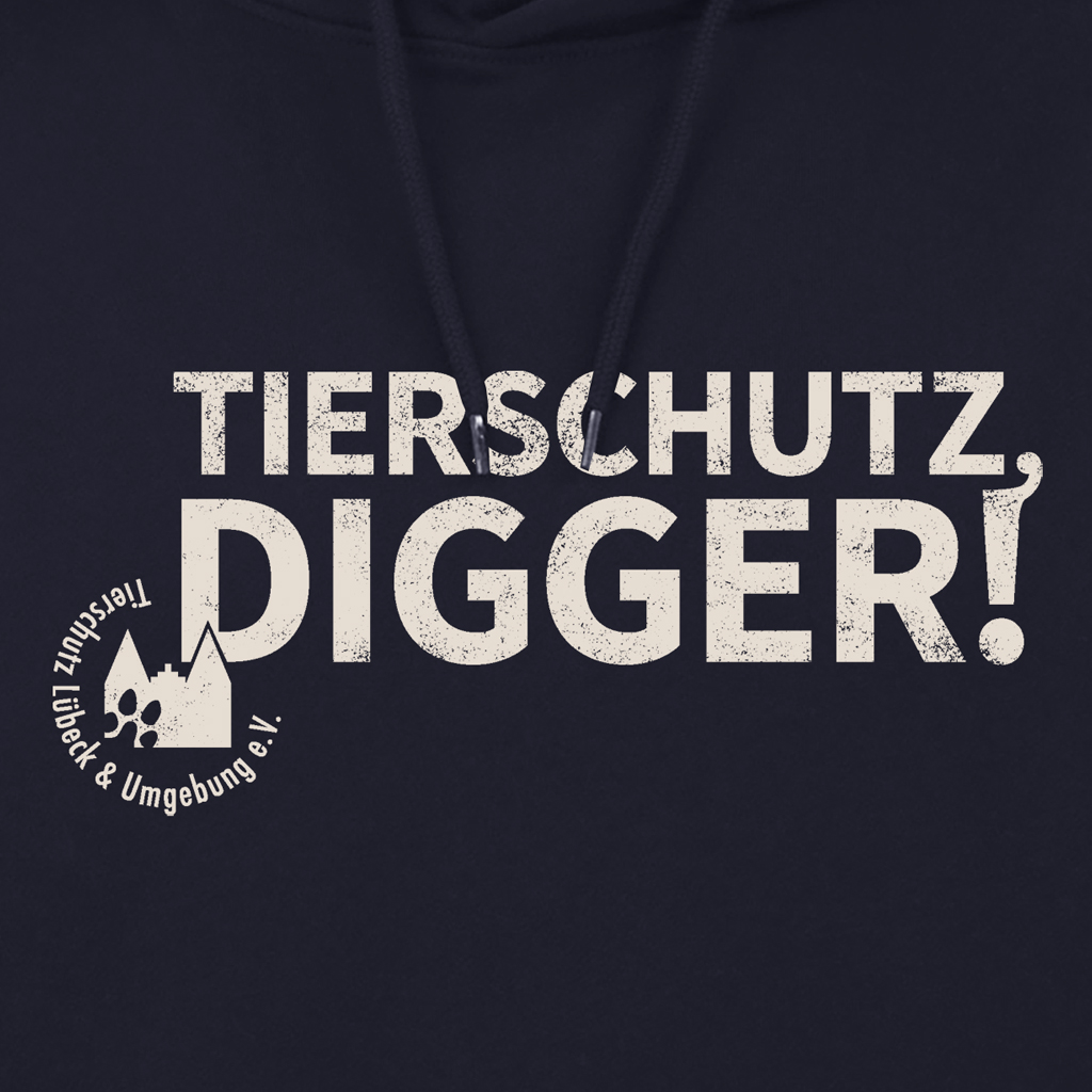 Tierheim Lübeck Tierschutz Digger Hoodie Dark Navy